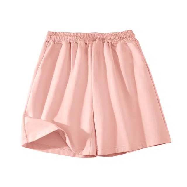 棉致 煤球猫猫简约纯色系带弹性舒适吸湿透气纯棉宽松基础通勤时尚五分休闲短裤 男女同款