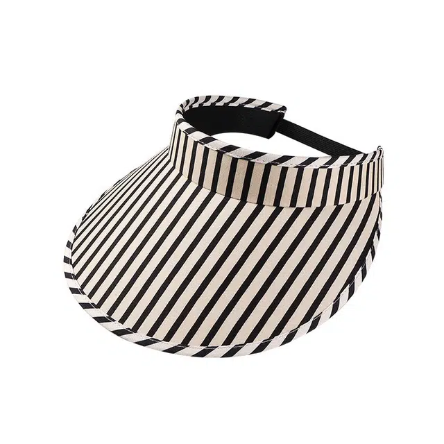 优莲茵 夏季户外一体条纹遮阳帽 防紫外线太阳帽可折叠空顶帽 聚酯纤维 防晒帽 女款