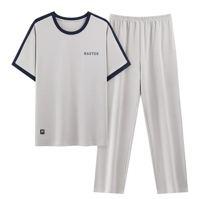 睦隆世家 短袖长裤青少年薄款休闲舒适可外穿家居服睡衣套装 男款
