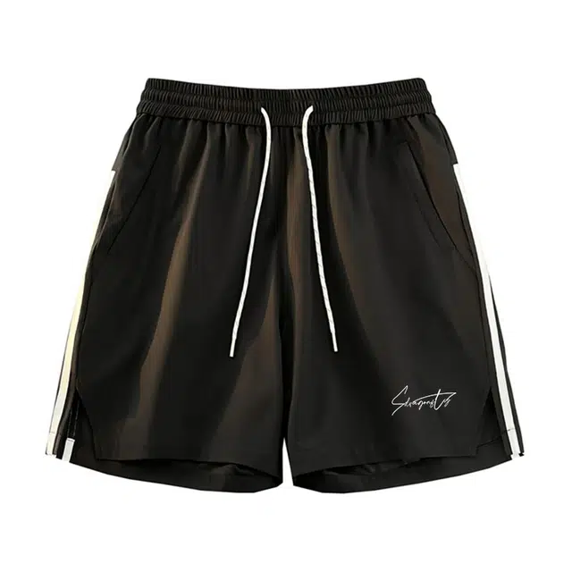 红蜻蜓 美式高街复古潮流学院风亲肤凉感透气条纹拼接拼色设计休闲短裤 男女同款