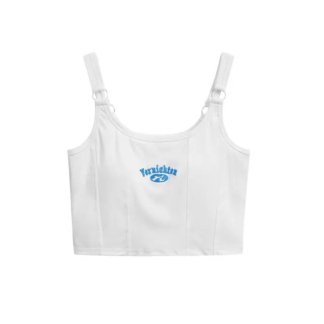 怪力萝莉 纯欲风字母不规则外穿内搭短款带胸垫吊带 女款