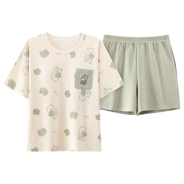 好福份 休闲时尚舒适设计家居服夏季睡衣套装 女款