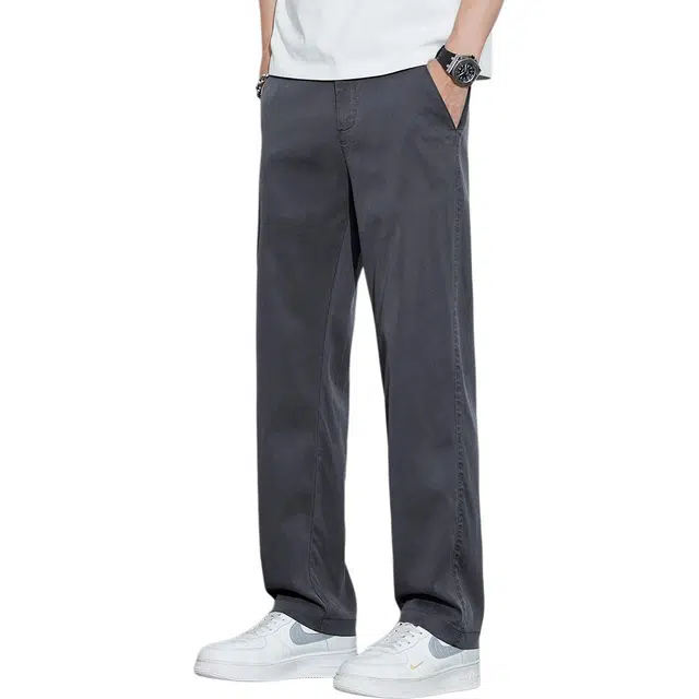 华夏儿女 美式高街轻商务阔腿直筒透气亲肤休闲裤 男款