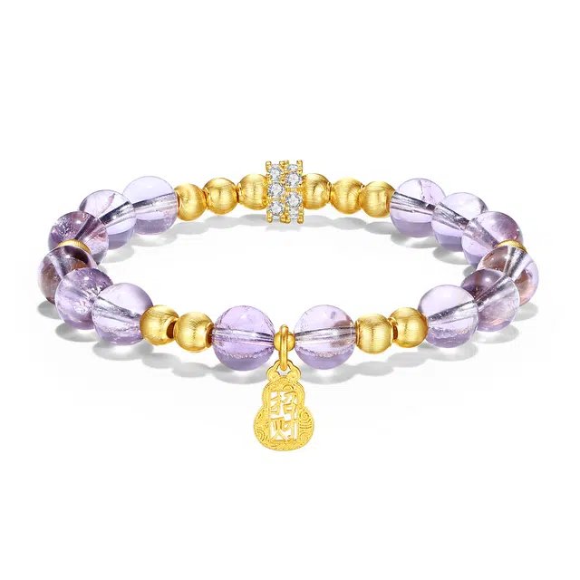 【官方已过香】 普陀山文创 新中式学业事业有成九紫离火转运福气满满招财葫芦暴富来财有钱花#好运 紫水晶 手串 男女同款情侣款