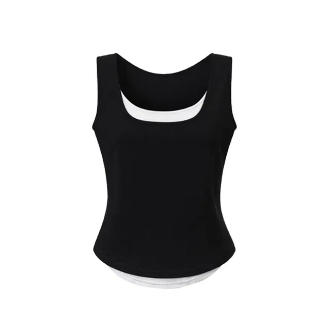 黑恐龙 雪花棉轻薄微透撞色可外穿层次感设计感无袖内搭修微宽松背心背心 女款