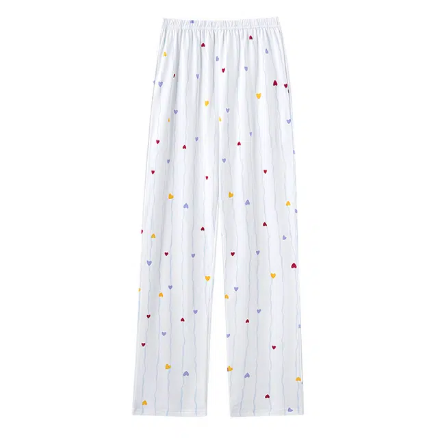 向薇 爱心印花薄款家居裤春秋季睡裤 女款