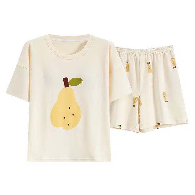 好福份 时尚简约可爱短袖三分裤家居服夏季睡衣套装 女款