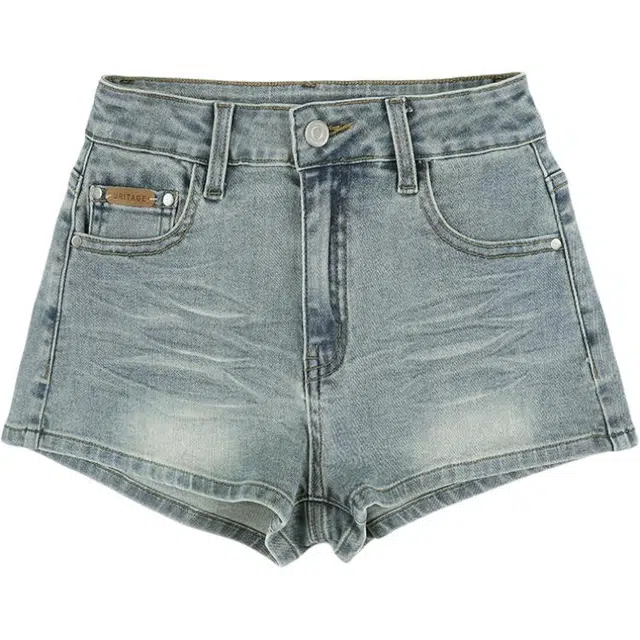 拾籍 美式时尚简约休闲合身百搭舒适热裤牛仔短裤 女款