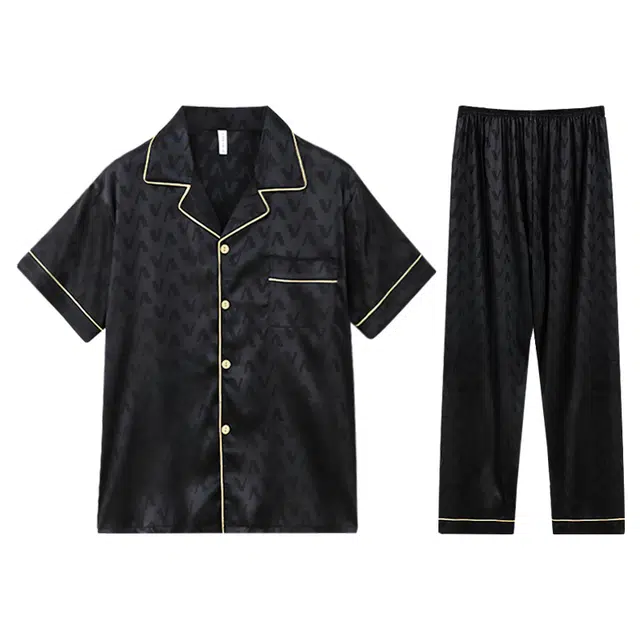 向薇 男士夏季男冰丝短袖长裤高级感可外穿家居服两件套睡衣套装 男款