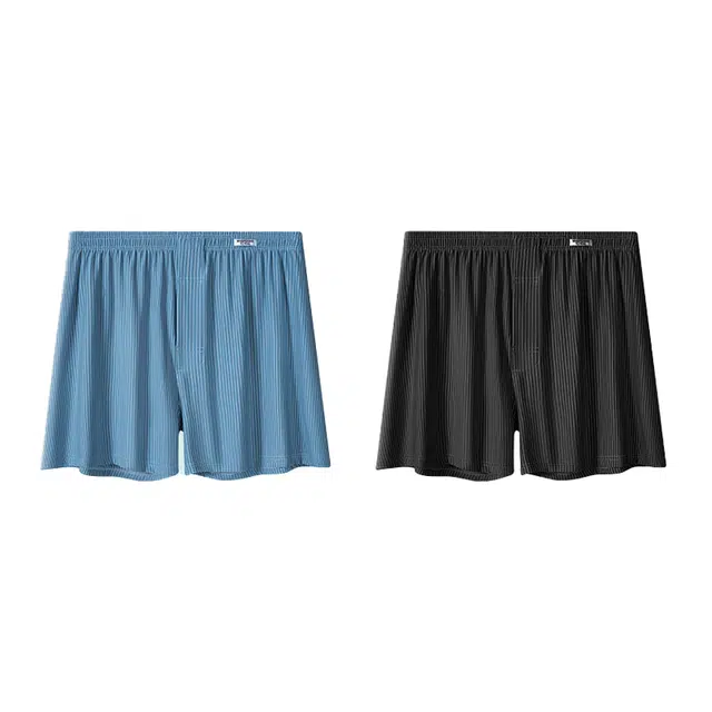 对你的私语 莫代尔阿罗裤经典条纹透气柔软舒适宽松大码男士内裤 平角短裤  男款 组合装