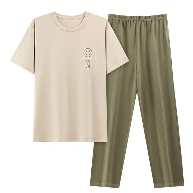 睦隆世家 短袖长裤青少年薄款休闲可外穿家居服睡衣套装 男款