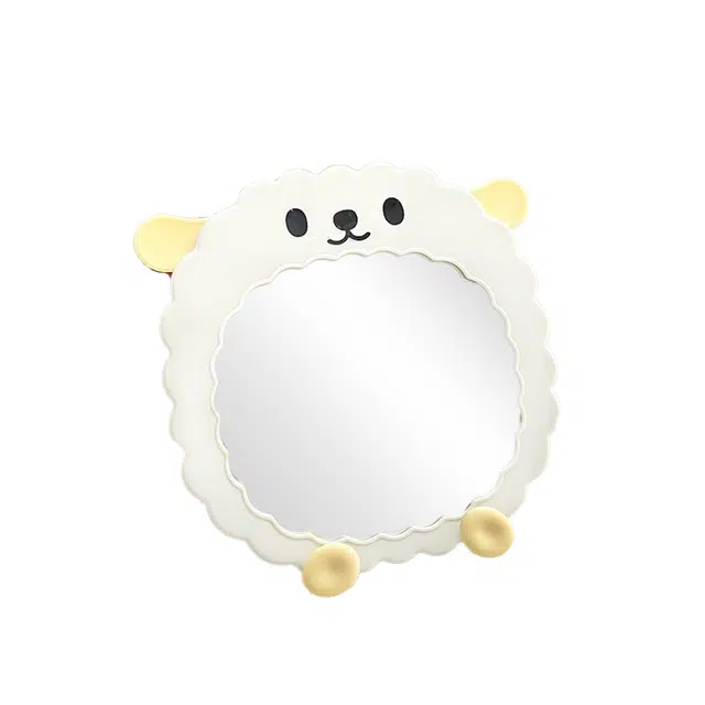 米甜兔 卡通小羊桌面梳妆高清折叠镜子