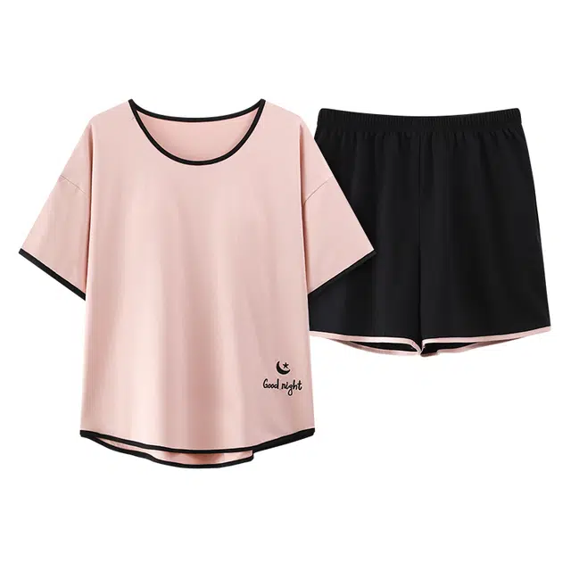 好福份 可爱舒适设计家居服短袖三分裤夏季睡衣套装 女款