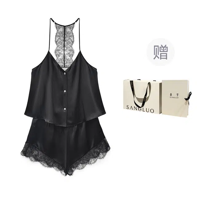 桑罗 吊带法式蕾丝露背性感可外穿睡衣套装 女款 礼盒装
