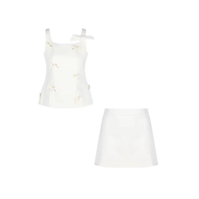 木清清 蝴蝶结吊带背心名媛千金风包臀半身裙裙装套装 女款