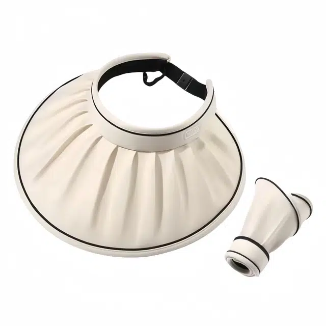 优莲茵 夏季韩版冰丝大帽檐遮脸空顶帽 户外太阳帽褶皱百搭时尚可折叠遮阳帽 聚酯纤维 防晒帽 女款