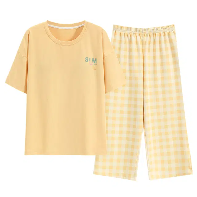 好福份 休闲透气舒适面料家居服短袖七分裤夏季睡衣套装 女款