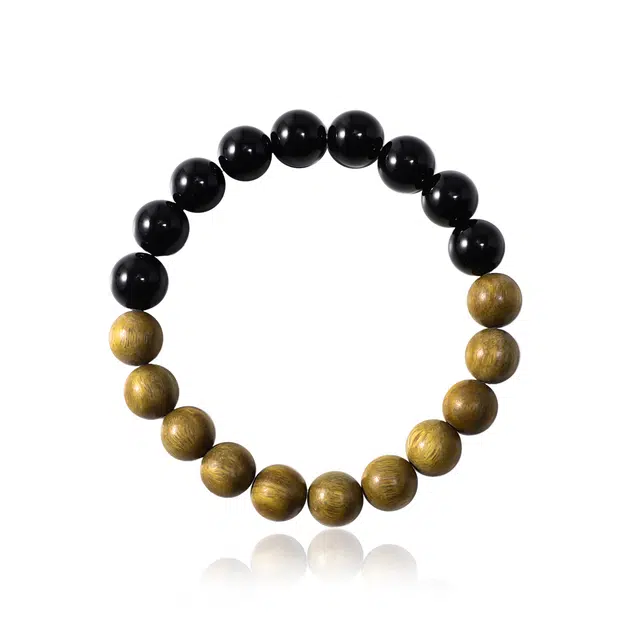 克兰茜  檀木静心 黑曜石转运圆珠串 新中式小众简约优雅高级设计 诸事顺利日常通勤精致百搭个性时尚 精美礼盒 好运 绿檀 木作手串 女款