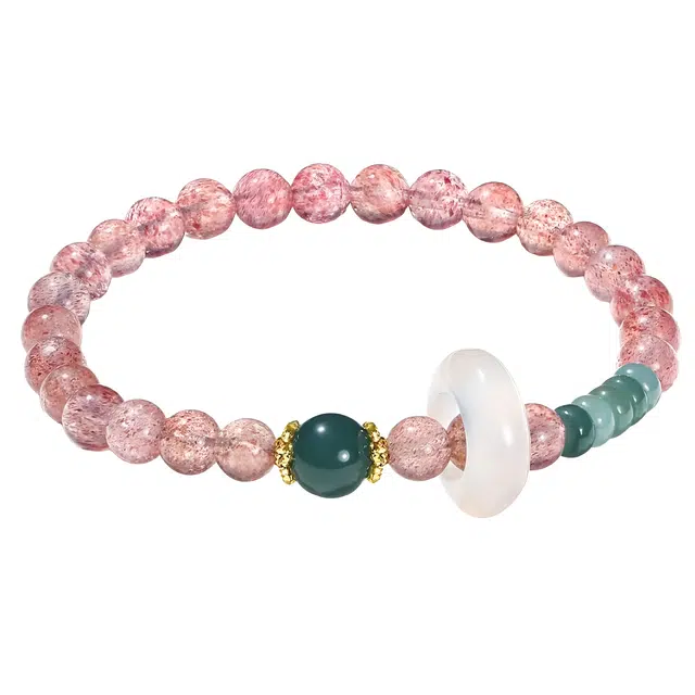 陌阡雪 早日脱单 万事如意 甜甜蜜蜜 旺桃花小众设计精致高级天然 草莓晶 手串 女款