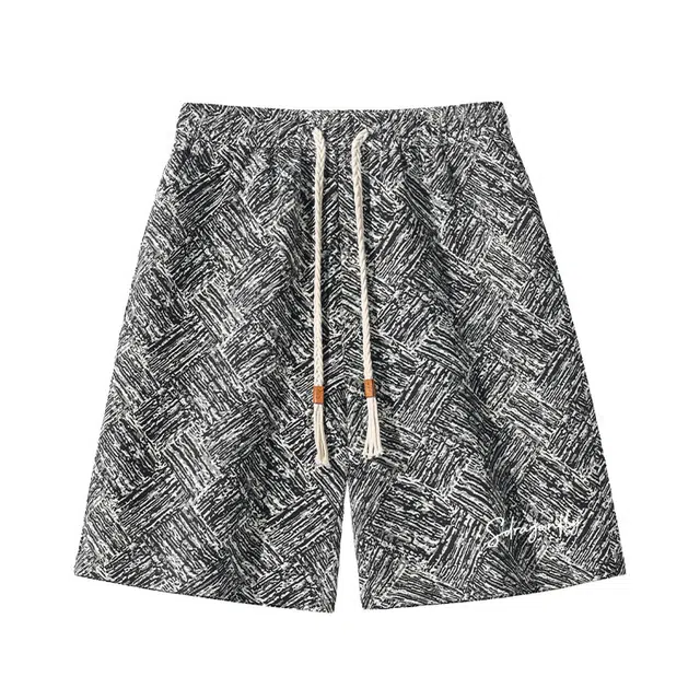 红蜻蜓 美式高街复古潮流嘻哈街头风特色满印字母印花五分休闲短裤 男女同款