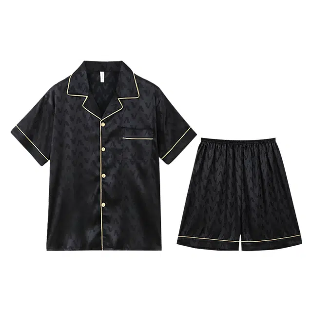 向薇 冰丝短袖五分裤薄款大码家居服夏季睡衣套装 男款