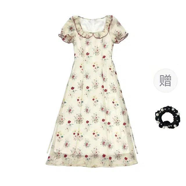 雾闪闪 百搭休闲气质舒适短袖连衣裙 女款