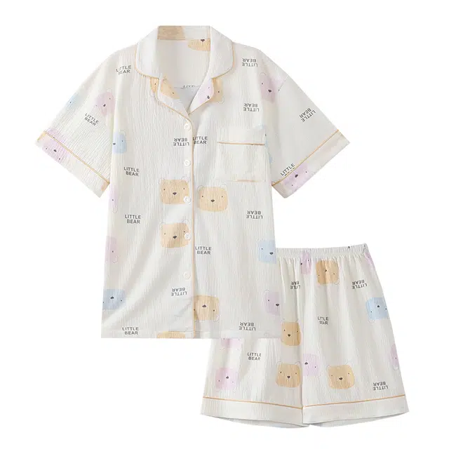 俏霓桐 薄款甜美简约休闲可爱卡通公主风透气舒适家居服可外穿睡衣套装 女款