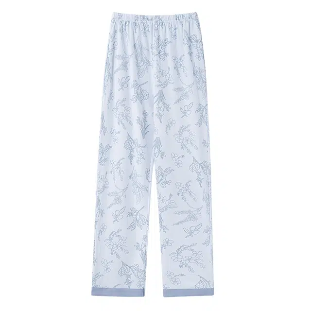 俏霓桐 薄款时尚优雅大方甜美花朵小清新舒适棉透气柔软亲肤家居服可外穿夏季睡裤 女款