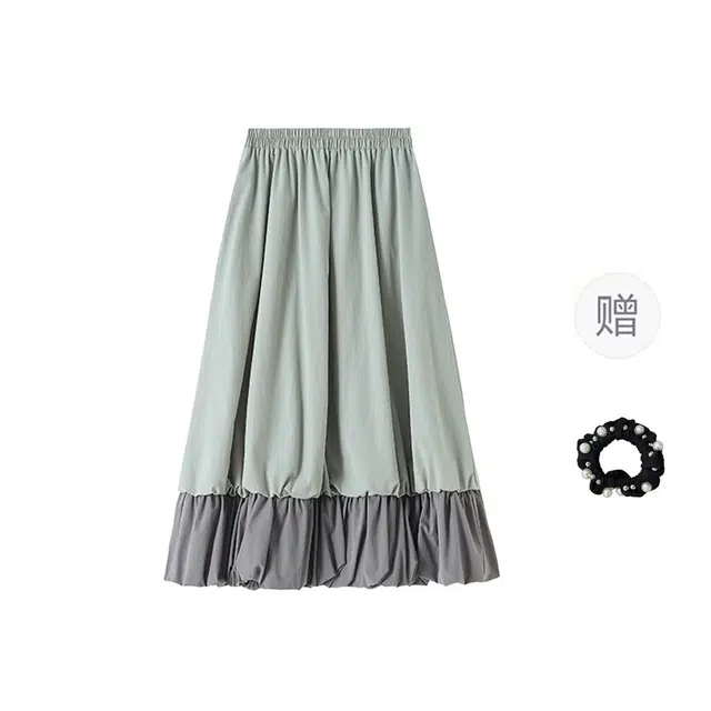 雾闪闪 时尚气质百搭简约清新休闲长裙 女款
