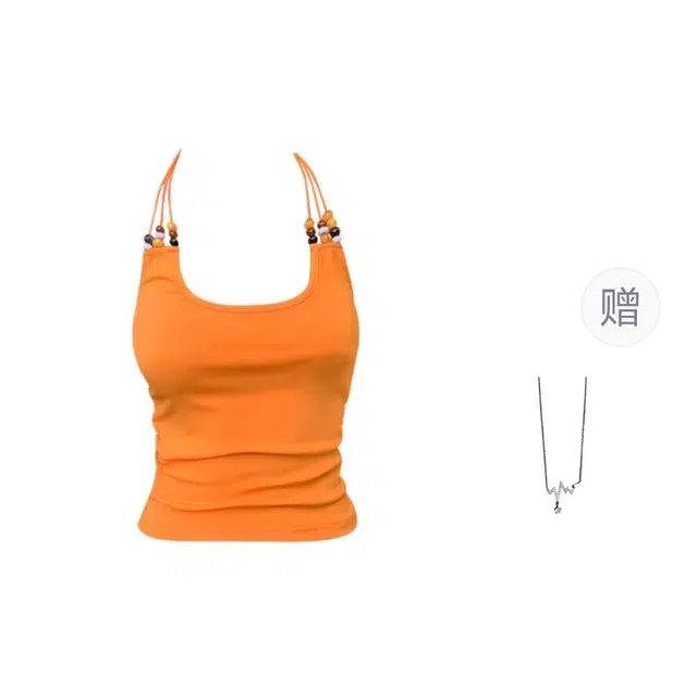 识恩 多巴胺串珠挂脖外穿热辣小上衣独特背心 女款