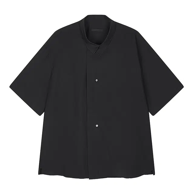 速写 宽松纯色简约翻领设计感度假短袖衬衫 男款