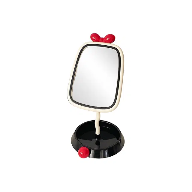 轻迎 奶油风化妆镜梳妆镜小镜子桌面可爱高清便携旅行宿舍化妆镜