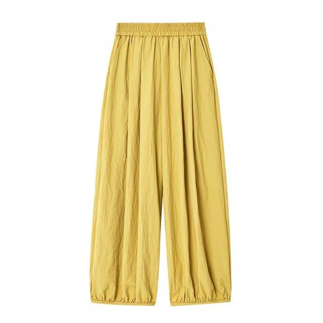 敲模女孩 法式慵懒风纯色高腰速干防晒阔腿休闲裤 女款
