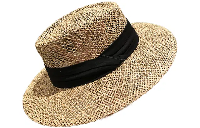 优幽兰 韩版百搭草帽平顶礼帽女时尚出游防紫外线度假镂空透气遮阳帽优雅气质大帽檐显脸小太阳帽子 植物材料 防晒帽 女款