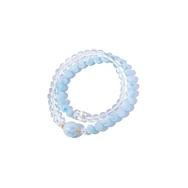 【波澜】 眰恦 感受大海的颜色 搭配 白水晶  小众设计 轻奢  平静心情 提升气质 早日暴富#好运天然 蓝纹石 手串 男女同款情侣款