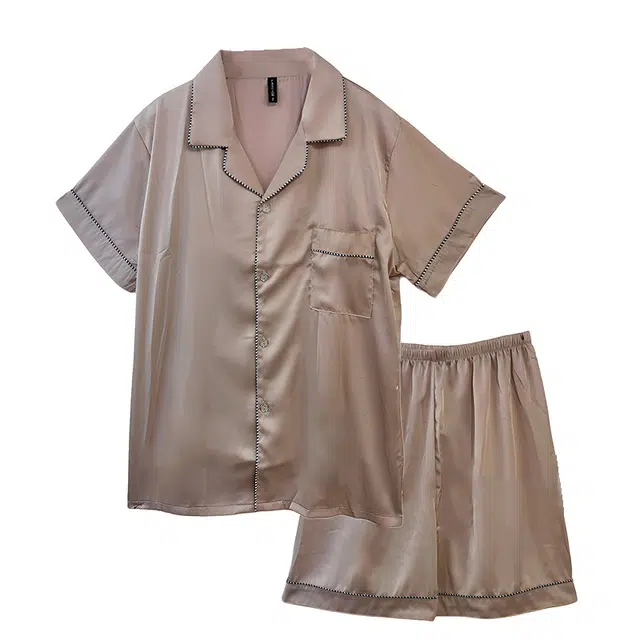 俏霓桐 薄款时尚大方简约休闲轻奢高级舒适凉感家居服可外穿睡衣套装 男款