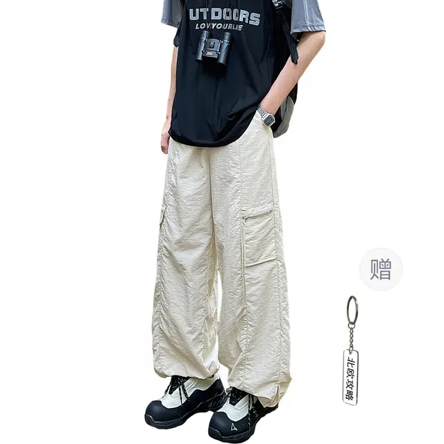 北欧攻略 冰丝垂感轻薄舒适透气速干工装伞兵裤跑步运动长裤山系户外痞帅松弛少年感休闲裤 男女同款