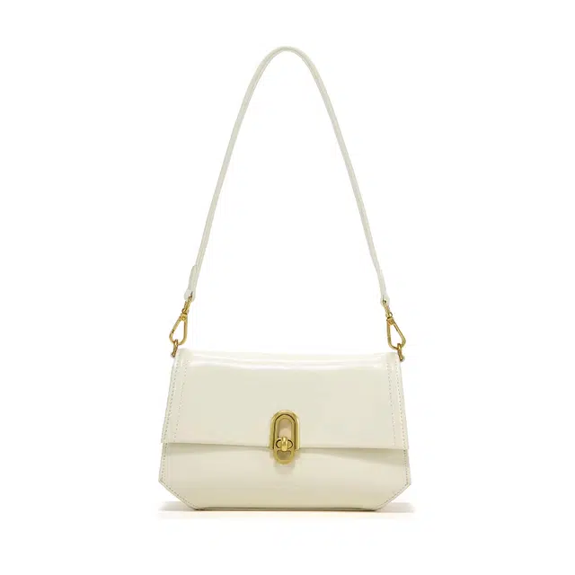 西木汀 序曲 森系小方包设计感腋下包小巧百搭通勤 牛皮 单肩包 小号 女款 米白色/深邃黑