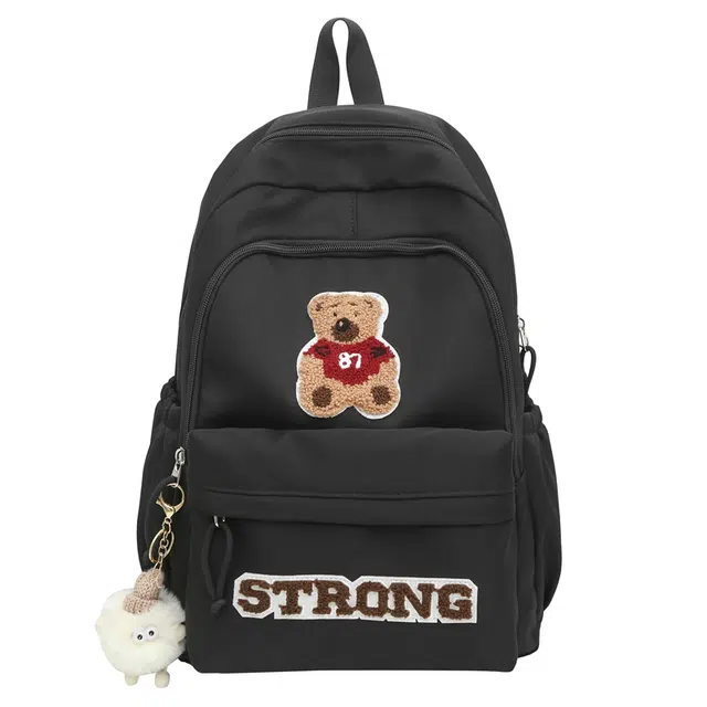 草丛喵喵喵 高颜值高中生百搭大容量出游 尼龙 双肩包 女款 黑色/白色/粉色/卡其色/黄色