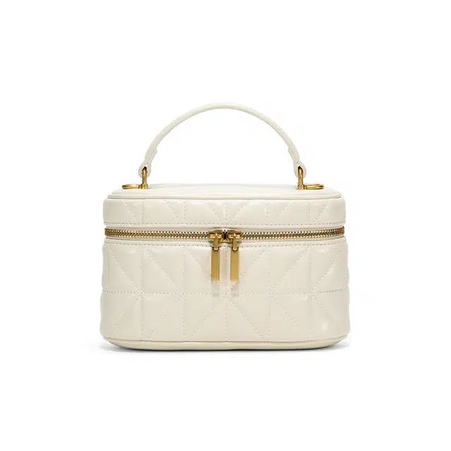 西木汀 星河 小众设计高级感盒子包休闲百搭 牛皮 单肩斜挎手提包 小号 女款 米白色/邃黑