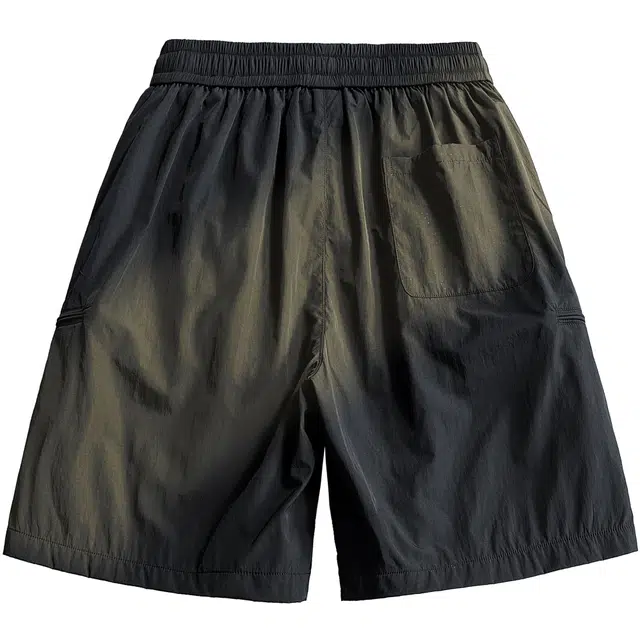 稻草人 凉感户外拉链多口袋运动登山徒步纯色宽松百搭通勤抽绳直筒显瘦中性夏季薄款五分休闲工装短裤 男女同款