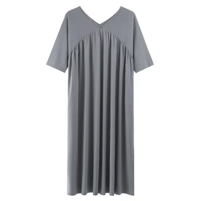 睦隆世家 短袖性感蕾丝冰丝凉感加大码休闲舒适家居服夏季睡裙 女款