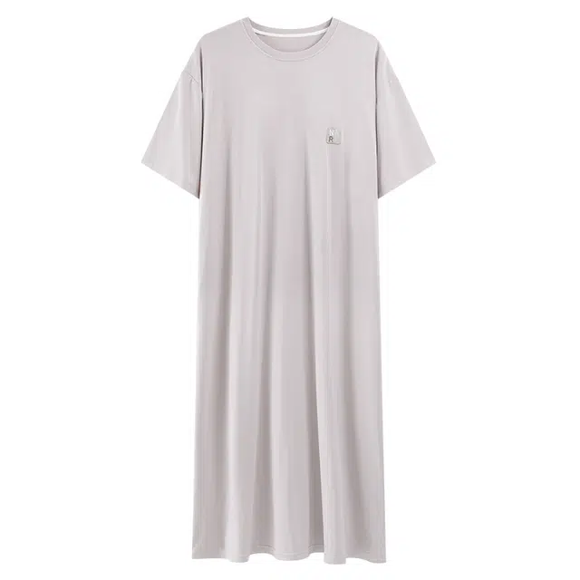 睦隆世家 带胸垫短袖超长款到脚踝待产可外穿家居服夏季睡裙 女款