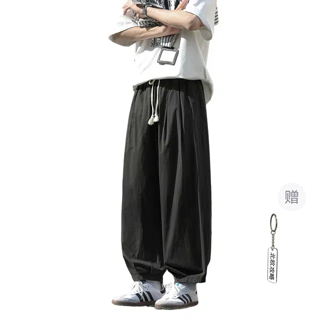 北欧攻略 复古纯棉薄款灯笼裤舒适亲肤透气痞帅松弛感九分裤显瘦休闲裤 男女同款