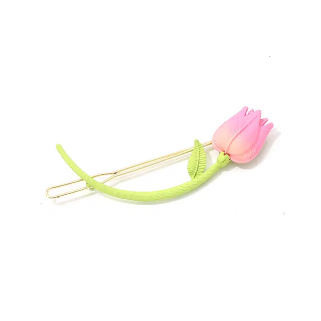 如花梦 郁金香花朵甜美可爱弧形花朵 合金 发夹 女款