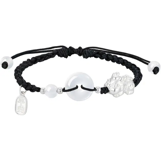 【财福双收】中国黄金 珍·尚银 貔貅平安扣 新中式国潮平安招财 简约百搭轻奢小众礼盒#好运 玉髓 手绳 男女同款情侣款