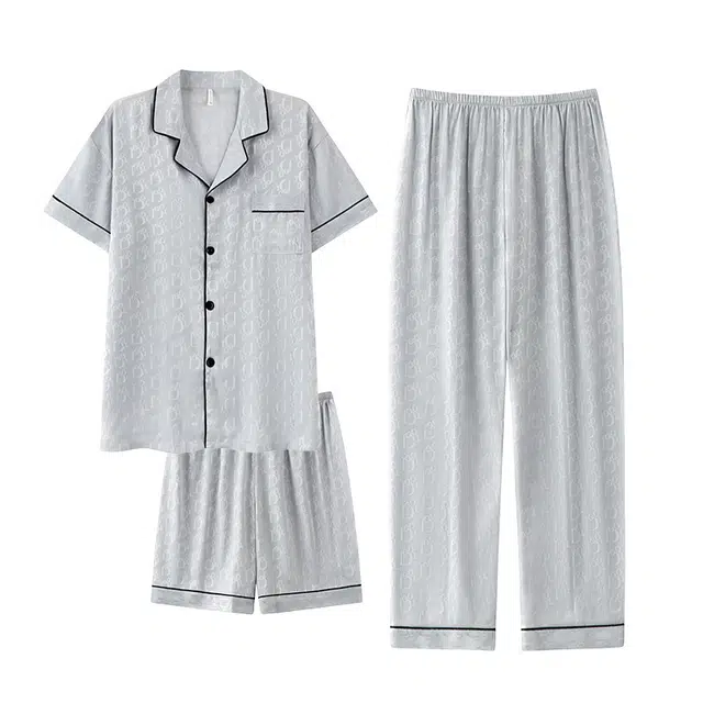 俏霓桐 薄款时尚轻奢高级感百搭简约休闲舒适凉感家居服可外穿睡衣套装 男款