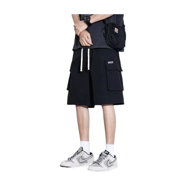 法文箱子 日系复古多口袋工装男潮牌宽松阔腿百搭五分潮流休闲短裤 男款