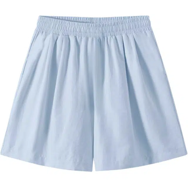 棉致 煤球猫猫简约纯色系带滑爽轻薄冰丝凉感学院风细腻柔软肌理感宽松五分休闲短裤 男女同款