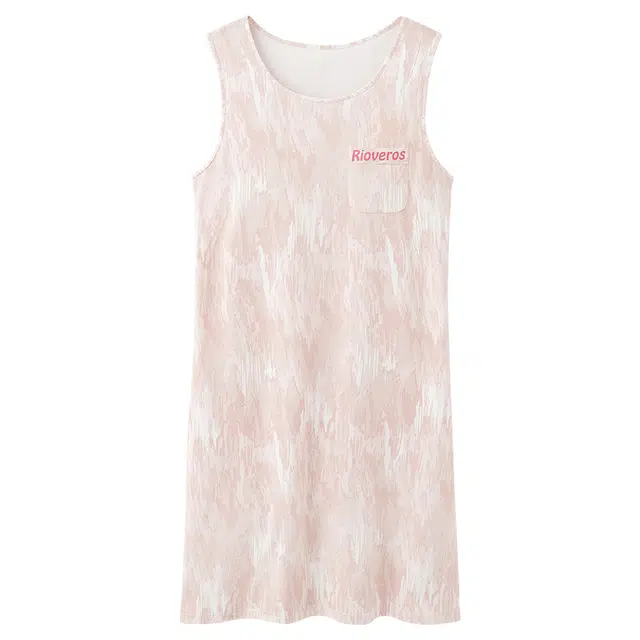 俏霓桐 薄款简约休闲甜美可爱舒适亲肤柔软带胸垫无袖家居服可外穿睡裙 女款